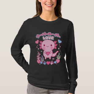 Süßer Kawaii Axolotl Liebe Japanisches Herz Aquari T-Shirt