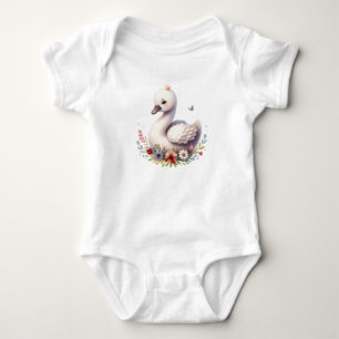 Süßer Kawaii-Baby-Schwan mit Blumen Reizender Vo Baby Strampler