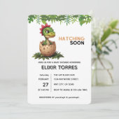 Süßer Kawaii-Babydinosaur schlüpft Einladung (Stehend Vorderseite)