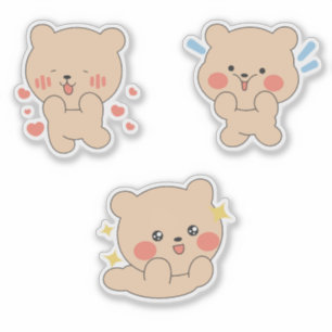 Süßer Kawaii-Bär-Aufkleber Bezaubernder errötend Aufkleber
