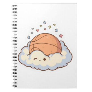 Süßer Kawaii-Basketball auf Cloud-Ästhetik-Aufkleb Notizblock