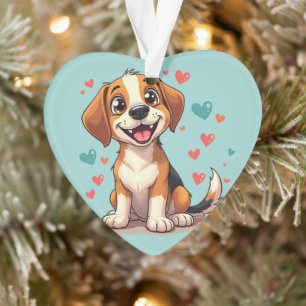 Süßer Kawaii-Beagle mit Herzen Spielhund Ornament