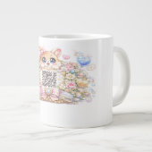 Süßer Kawaii benutzerdefinierter QR-Code Katze Pas Jumbo-Tasse (Vorderseite Rechts)