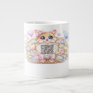 Süßer Kawaii benutzerdefinierter QR-Code Katze Pas Jumbo-Tasse
