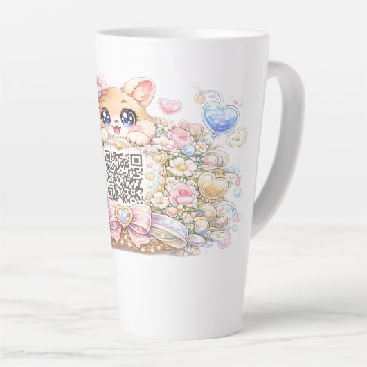 Süßer Kawaii benutzerdefinierter QR-Code Katze Pas Milchtasse (Rechte Ecke)