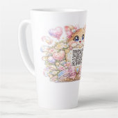 Süßer Kawaii benutzerdefinierter QR-Code Katze Pas Milchtasse (Linke Ecke)