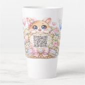 Süßer Kawaii benutzerdefinierter QR-Code Katze Pas Milchtasse (Vorderseite)