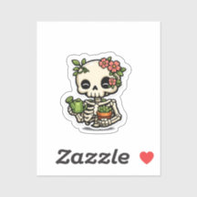 Süßer Kawaii-Blumen-Skelett-Gärtner-Aufkleber