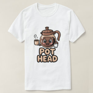 Süßer Kawaii-Cafe-Topf Kopf Lustiges Kaffee Liebha T-Shirt