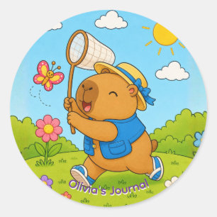 Süßer Kawaii-Capybara-Sticker mit individuellem Na Runder Aufkleber