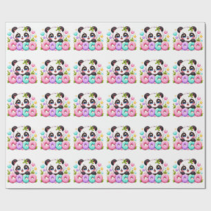 Süßer Kawaii Coco Panda Name Pastellrosa Funkelnd Geschenkpapier