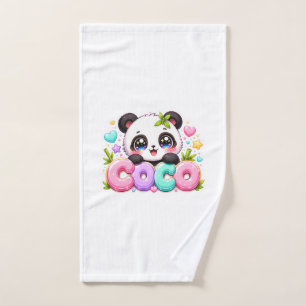 Süßer Kawaii Coco Panda Name Pastellrosa Funkelnd Handtuch