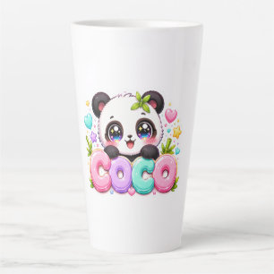 Süßer Kawaii Coco Panda Name Pastellrosa Funkelnd Milchtasse