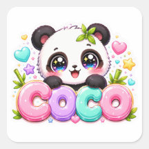 Süßer Kawaii Coco Panda Name Pastellrosa Funkelnd 