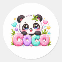 Süßer Kawaii Coco Panda Name Pastellrosa Funkelnd 