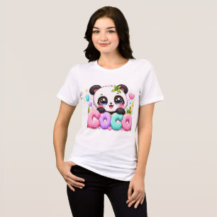 Süßer Kawaii Coco Panda Name Pastellrosa Funkelnd Tri-Blend Shirt