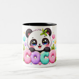 Süßer Kawaii Coco Panda Name Pastellrosa Funkelnd Zweifarbige Tasse