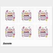 Süßer Kawaii-Cupcake mit Text Quadratischer Aufkleber (Blatt)