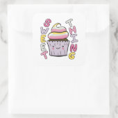Süßer Kawaii-Cupcake mit Text Quadratischer Aufkleber (Tasche)