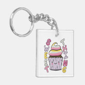 Süßer Kawaii-Cupcake mit Text Schlüsselanhänger (Vorderseite links)