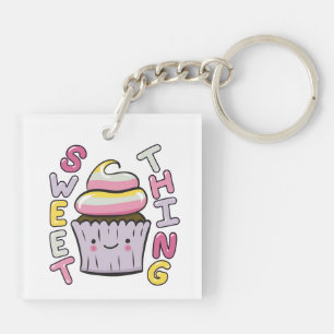 Süßer Kawaii-Cupcake mit Text Schlüsselanhänger