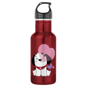 Süßer Kawaii-Dalmatiner-Welpe mit Herzen Edelstahlflasche