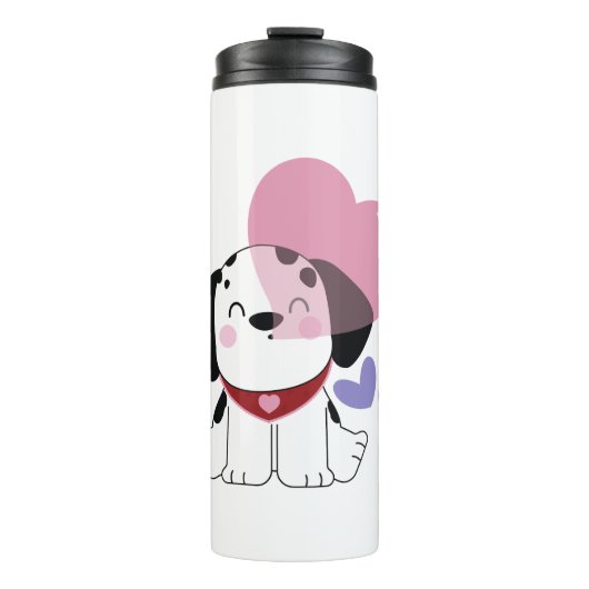 Süßer Kawaii-Dalmatiner-Welpe mit Herzen Thermosbecher (Vorderseite)