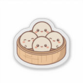 Süßer Kawaii Dim Sum Bambus-Dämpfer Aufkleber | Ad (Vorderseite)