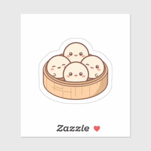 Süßer Kawaii Dim Sum Bambus-Dämpfer Aufkleber | Ad (Blatt)