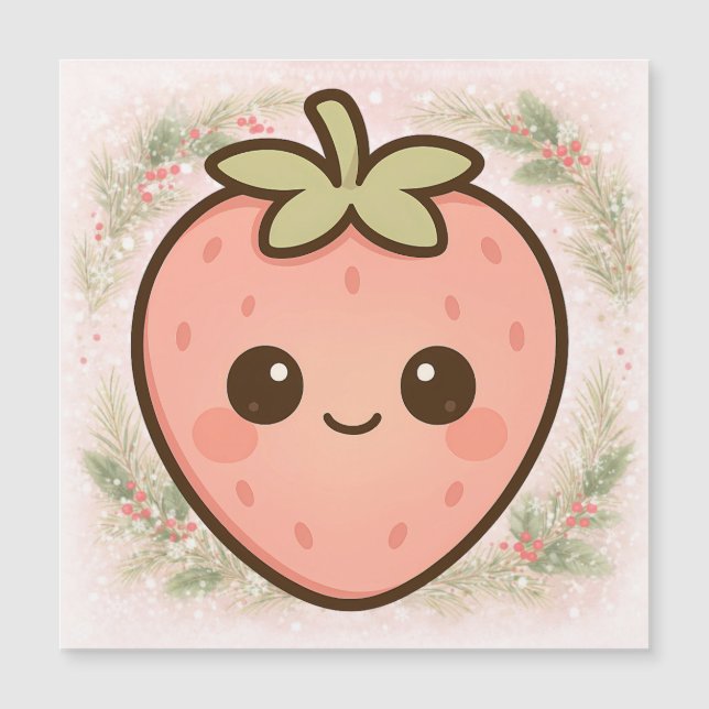 Süßer Kawaii-Erdbeermagnet Magnetkarte (Vorderseite)