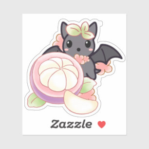 Süßer Kawaii-Fledermaus mit exotischem Mangosteen Aufkleber