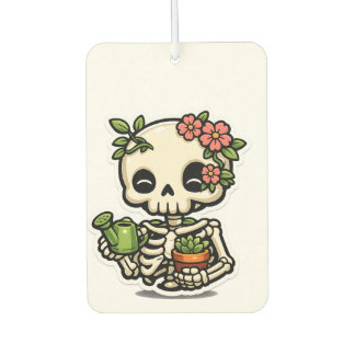 Süßer Kawaii-Floral-Skelett-Gärtner-Aufkleber Autolufterfrischer