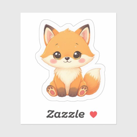 Süßer Kawaii Fluffiger Fuchs Aufkleber (Blatt)