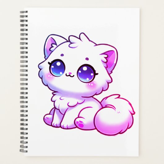 Süßer Kawaii Fluffiger Kätzchen Planer (Vorderseite)