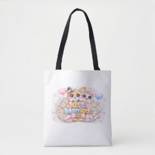 Süßer Kawaii Frisch Vermählter Paar Tiere Pastel P Tasche