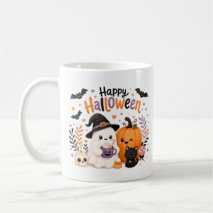 Süßer Kawaii Froher Halloween-Geist und Kürbis Kaffeetasse