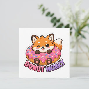 Süßer Kawaii-Fuchs-Donut-Sorge-witziger-Essenswitz Karte