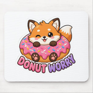 Süßer Kawaii-Fuchs-Donut-Sorge-witziger-Essenswitz Mousepad