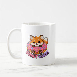 Süßer Kawaii-Fuchs-Donut-Sorgenfrei-Lustiger Essen Kaffeetasse