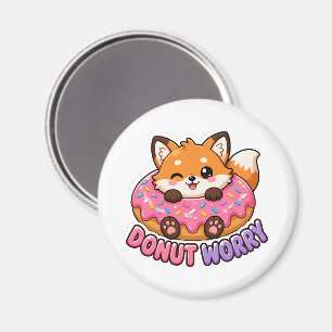 Süßer Kawaii-Fuchs-Donut-Sorgenfrei-lustiger-Essen Magnet
