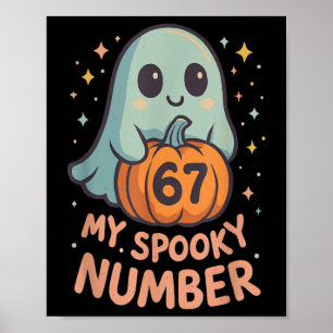 Süßer Kawaii-Geist-Kürbis 67 Meme Lustige Mathe Ha Poster