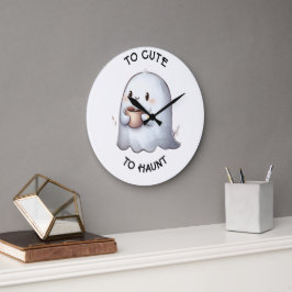 Süßer Kawaii-Geist mit Kaffee in Wasserfarben Große Wanduhr