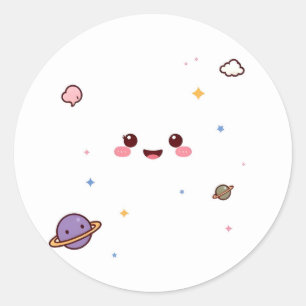 Süßer Kawaii Glücklicher Weltraum Aufkleber