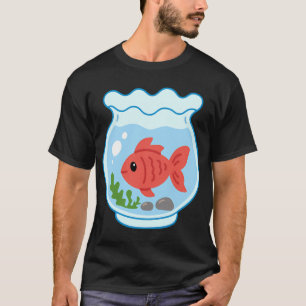 Süßer Kawaii-Goldfischglas-Aufkleber T-Shirt
