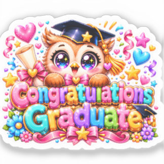 Süßer Kawaii Gratulations Absolvent Eule Pastell P Aufkleber