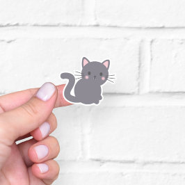 Süßer Kawaii Grauer Katzenaufkleber Aufkleber