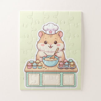 Süßer Kawaii Hamster Koch backt Cupcakes Pastell Puzzle