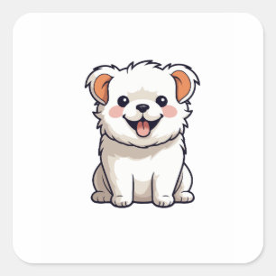 Süßer Kawaii-Hunde-Aufkleber - Bezaubernder Cartoo Quadratischer Aufkleber