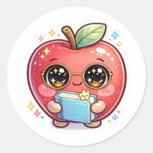 Süßer Kawaii intelligenter Apfel mit Brille, der e