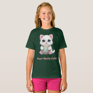 Süßer Kawaii-Katz mit Garn T-Shirt